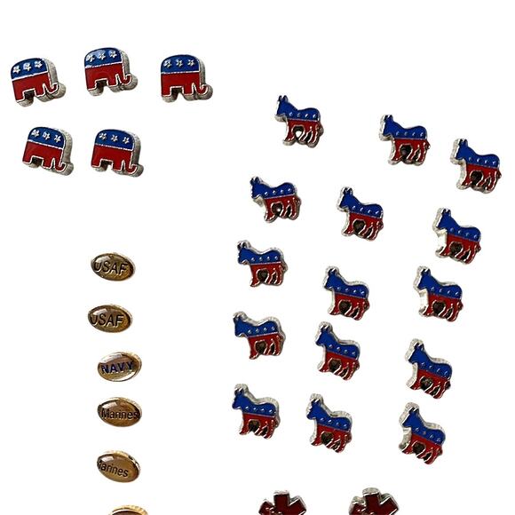 Lot of 60+ Pcs Floating Locket Jewelry Charms Military Army Navy Police Politics - Picture 8 of 9